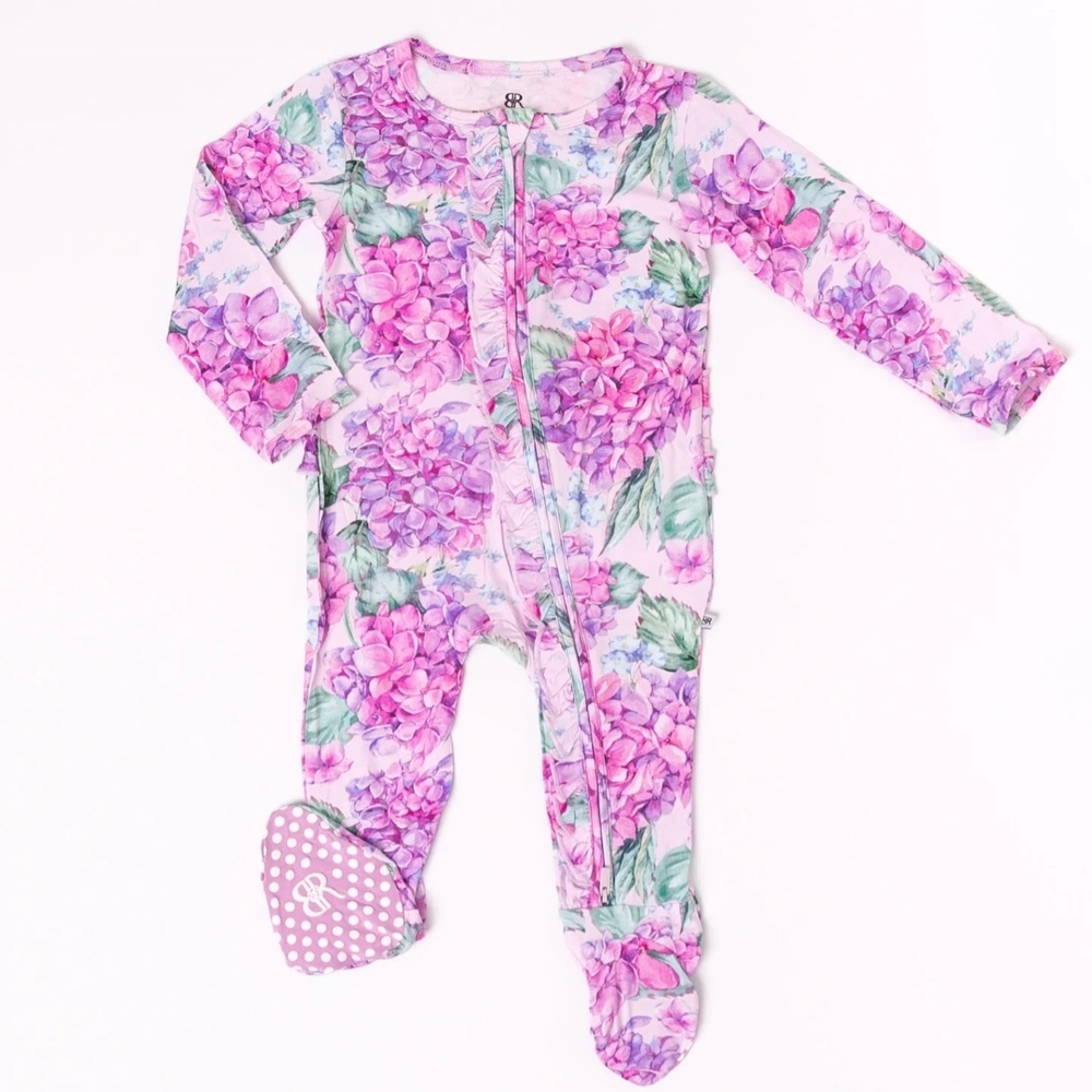 You Had Me At Hydranga - Bums & Roses Floral Baby Girl Onsie